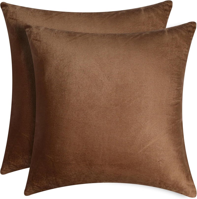 Eminence Home Vespera Dutch Velvet Cushion Cover Set, Brown, 45x45cm (2 Pieces) - Image 1